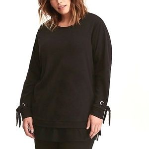 Plus 00 Torrid Black Mesh Trim Tunic Sweatshirt